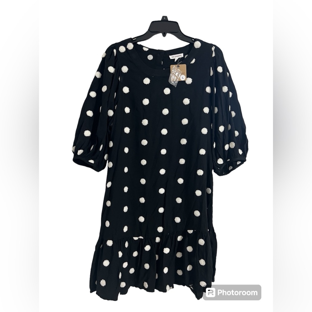 Blu Pepper Balloon sleeves polka dots dress